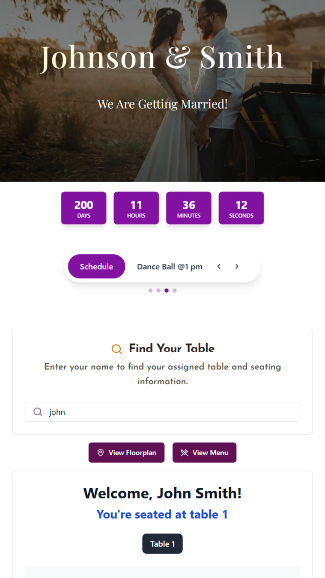 DigiSeats digital seating chart app showing wedding guest seating arrangement